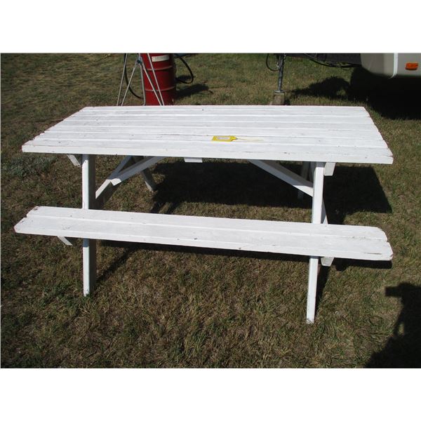 White Wooden Picnic Table (70  Long) (Offsite)