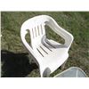 Image 3 : (2) Outdoor Glass Table (16x16"), (2) Plastic Lawn Chairs (Offsite)