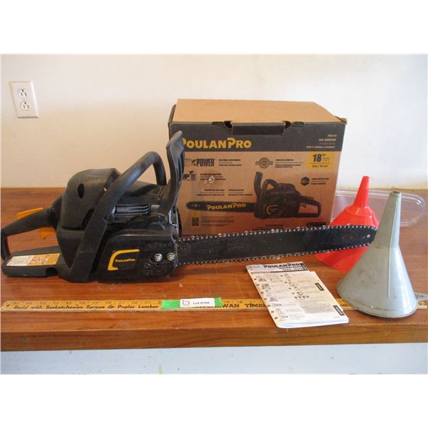 Poulan Pro 18" Bar  42CC Chainsaw (In Box), Funnels (Offsite)