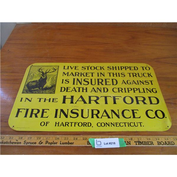 Hartford Connecticut Fire Insurance Tin Sign (19.4 x 11") (Offsite)