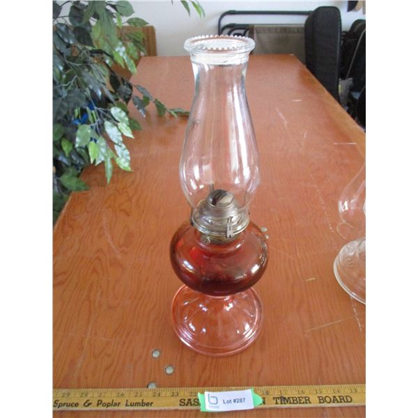 Pink Depression Glass Oil Lamp (Offsite)