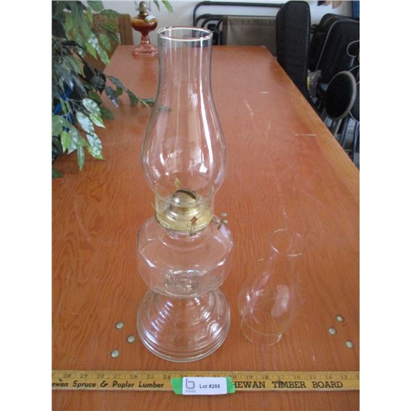 Clear Oil Lamp with (2) Chimneys (Offsite)