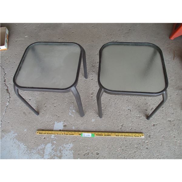 (2x Bid Price) (2) Glass Top Lawn Tables (Offsite)