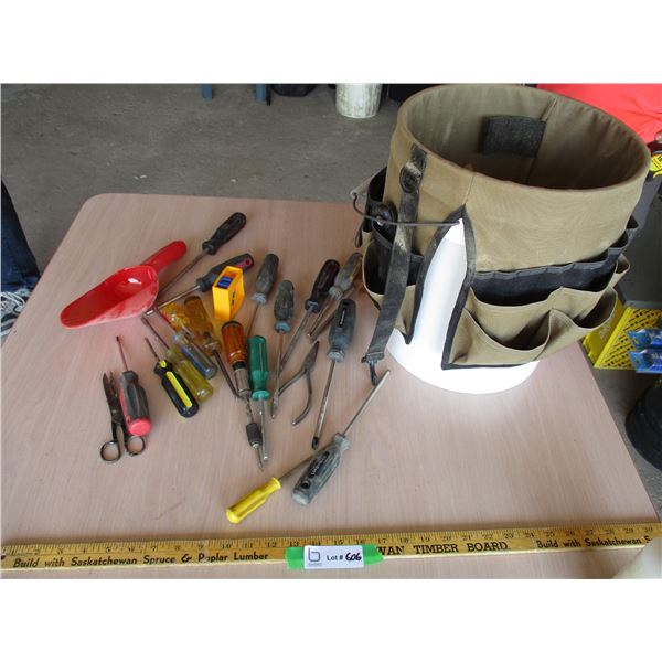 Tool Kit & Pail with Contents (Screwdrivers, Scoop, Misc.) (Offsite)