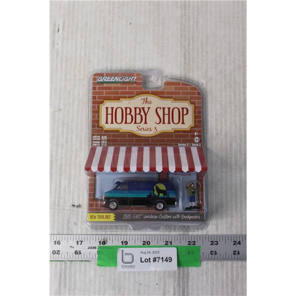 The Hobby Shop Series 3 Die Cast Car - 1981 GMC Vandura Custom, with Backpacker (NIB)