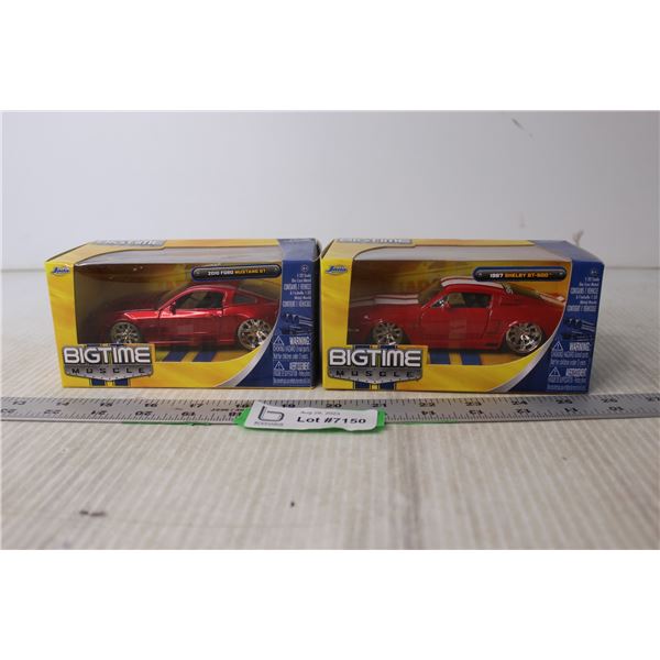 (2x Bid Price) (2) Bigtime Muscle Die Cast Modern Cars - Shelby GT-500, Ford Mustang GT (NIB)