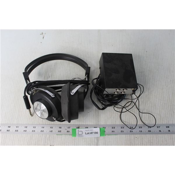 Sony Headphones and Realistic Audio Amplifier Model 42-2109