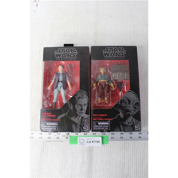 (2) Star Wars The Black Series Action Figures - Maz Kanata and General Leia (NIB)