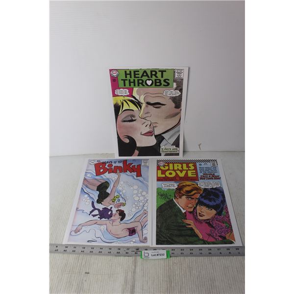 (3) DC Comic Book Prints on Paper - 10" x 14"