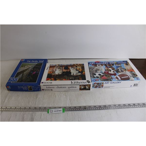 (3) 500-Pc Puzzles (1 has 4 Pieces Missing)