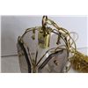 Image 2 : 80s-Style Hanging Pendent Light Fixture --  Glass and Brass