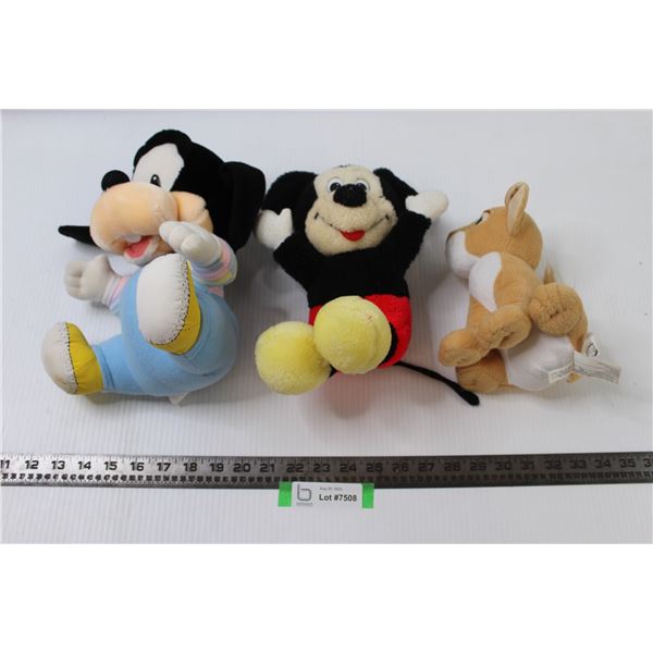 (3) Stuffed Toys- Baby Goofy, Mickey Mouse, Nala