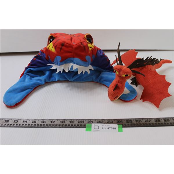 Dinosaur Head Hat and Dragon Plush