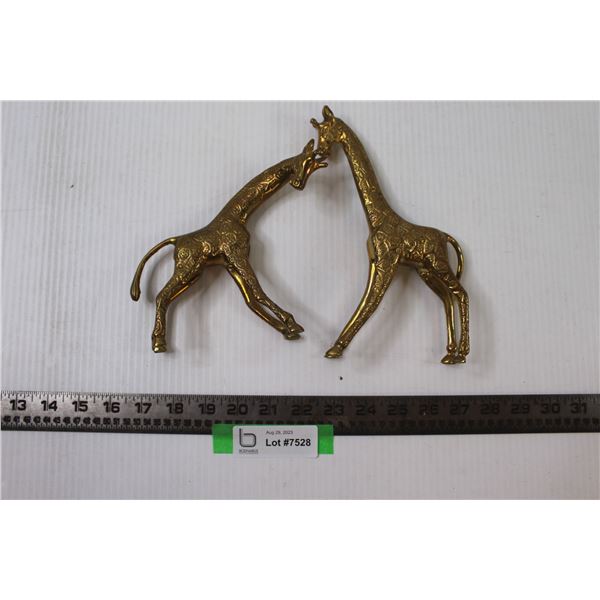 (2) Decorative Brass Giraffe