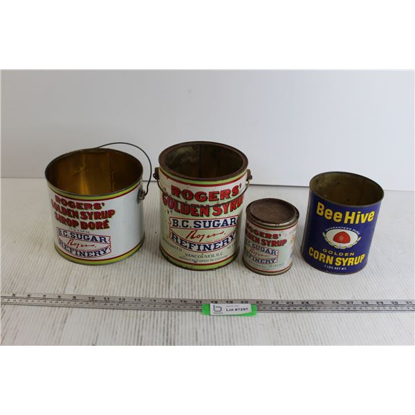 (3) Rogers' Golden Syrup Tin Cans, Beehive Golden Corn Syrup Tin Can