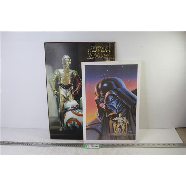 Star Wars Picture Printed on Wood - 1976 Final Painted Art Work of Star Wars Cover