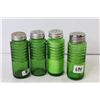 Image 3 : (4) Vintage Green Glass Spice Shakers