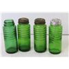Image 4 : (4) Vintage Green Glass Spice Shakers
