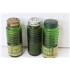 Image 3 : (3) Vintage Green Glass Spice Shakers