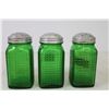 Image 2 : (3) Vintage Green Glass Shakers