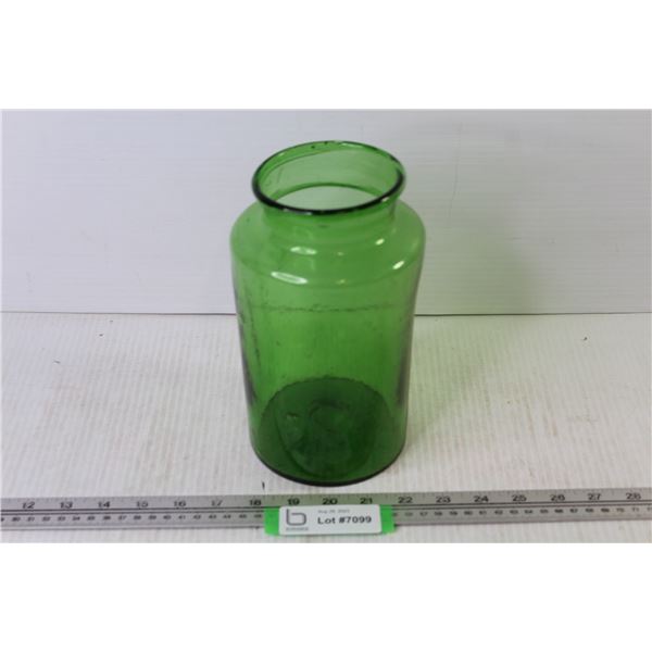 Blown Green Glass Vase/Jar