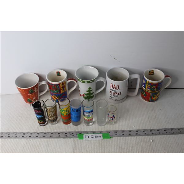 Assorted Mugs and Shot Glasses
