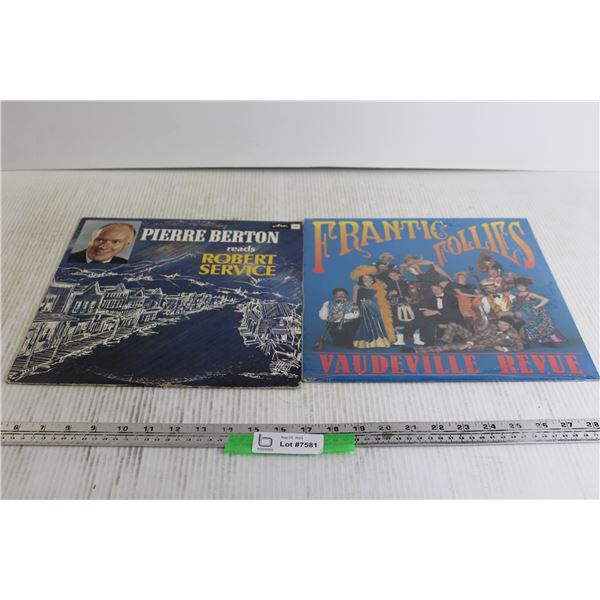 (2) Vinyl Records - Frantic Follies - Not Sealed, Pierre Berton Reads Robert Service - Sealed