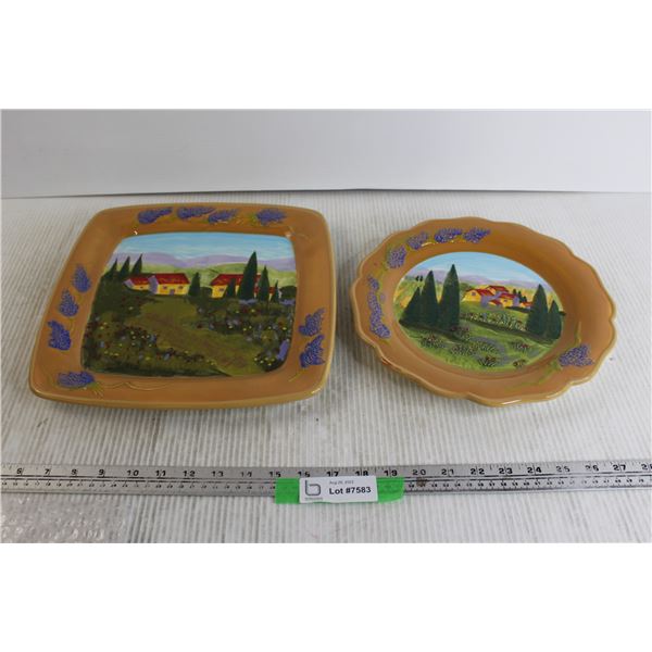 (2) Hand-Painted Plates