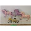 Image 1 : (3) Barbie Horses and Bike