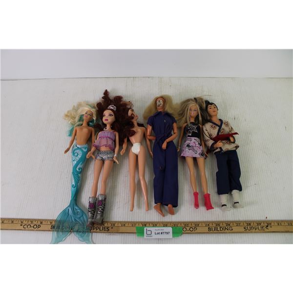 (6) Barbies and Misc. Dolls