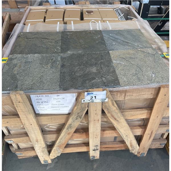 PALLET CRATE OF 420 PCS 30 X 30  ZEEA GREEN NATURAL STONE