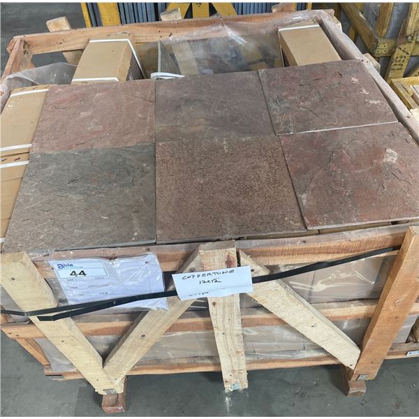 PALLET CRATE OF 377 PCS 12 X 12 COPPERTONE NATURAL STONE TILES