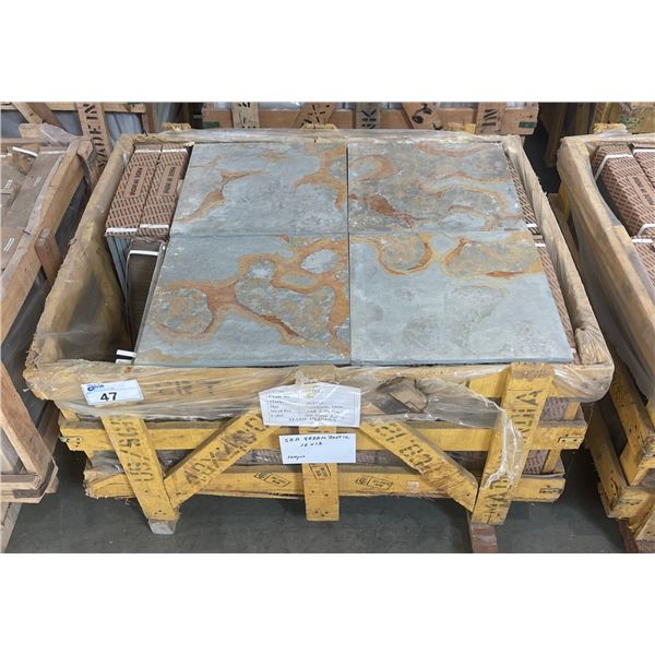 PALLET CRATE OF 120 PCS 16 X 16 SEA GREEN RUSTIC NATURAL STONE TILE