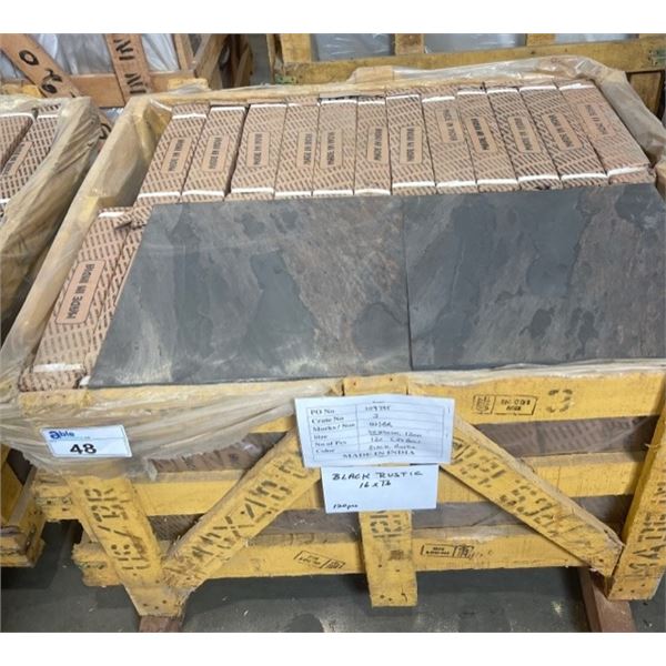 PALLET CRATE OF 120 PCS 16 X 16 BLACK RUSTIC NATURAL SLATE TILE