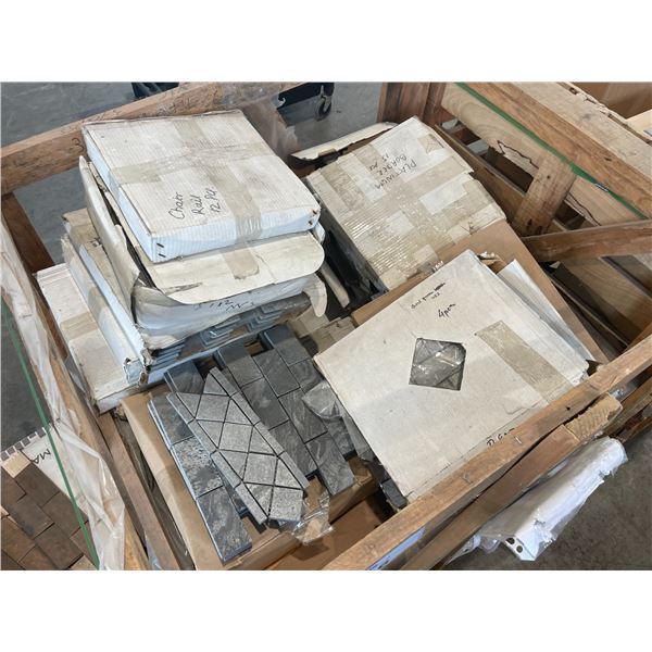 PALLET CRATE OF ASSORTED 12 X 12 NATURAL STONE MOSAIC SHEET TILES