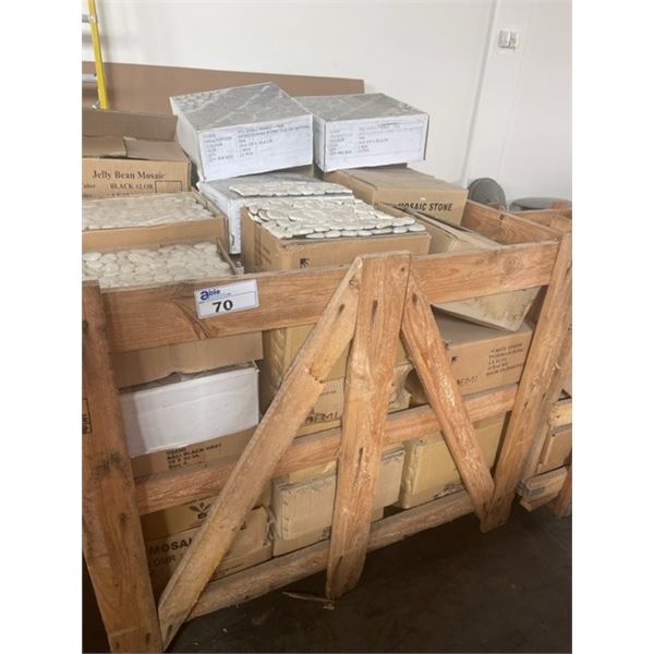 PALLET CRATE OF ASSORTED 12 X 12 NATURAL STONE & PEBBLE MOSAIC SHEET TILES