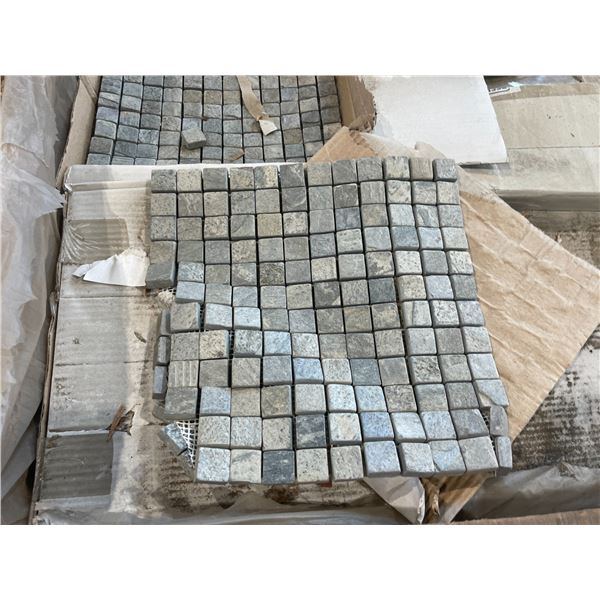 PALLET CRATE OF 200 PCS OF 1 X 1 ZEERA GREEN MOSAIC NATURAL STONE 12 X 12 SHEET TILES