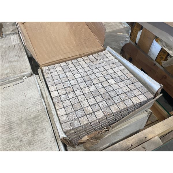 PALLET CRATE OF 420 PCS 1 X 1 OF  IVORY TUMBLED MOSAICS