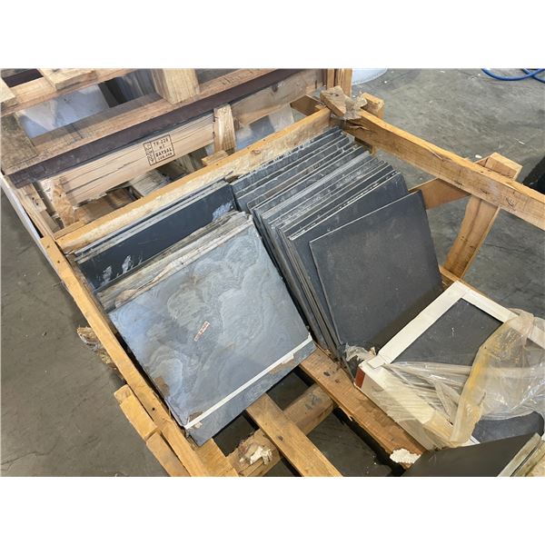 PALLET OF ASSORTED BLACK / GREY NATURAL SLATE TILES