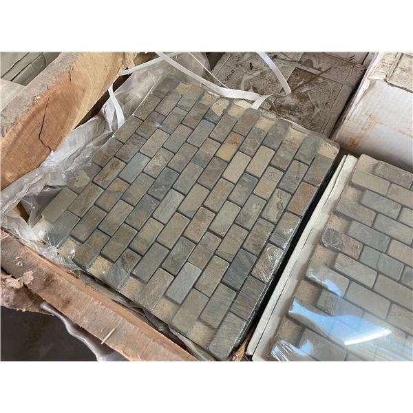PALLET CRATE OF VIJAYA GOLD 12 X 12 NATURAL STONE MOSAIC SHEET TILES
