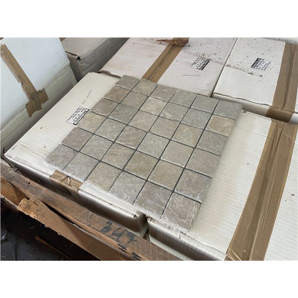 PALLET CRATE OF SHABAD YELLOW 1 X 2 NATURAL STONE 12 X 12 MOSAIC SHEET TILES