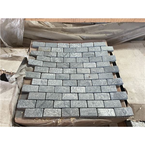 PALLET CRATE OF 1 X 2 PLATINUM 12 X 12 NATURAL STONE MOSAIC SHEET TILES