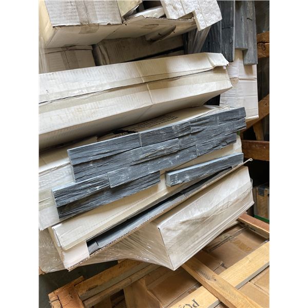 PALLET OF ASSORTED WHITE QUARTZ LEDGESTONE WALL STONE & PCS OF GREY SLATE LEDGESTONE WALL STONE