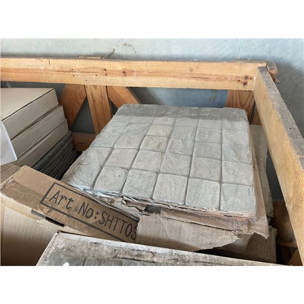 PALLET CRATE OF ASSORTED DESERT SAND 4 X 4 NATURAL STONE MOSAIC TILES & SAHARA 4 X 4  NATURAL STONE