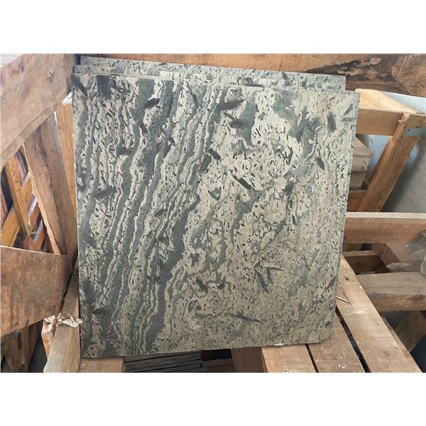 PALLET CRATE OF SILVER GALAXY POLISHED 16 X 16 NATURAL STONE TILES
