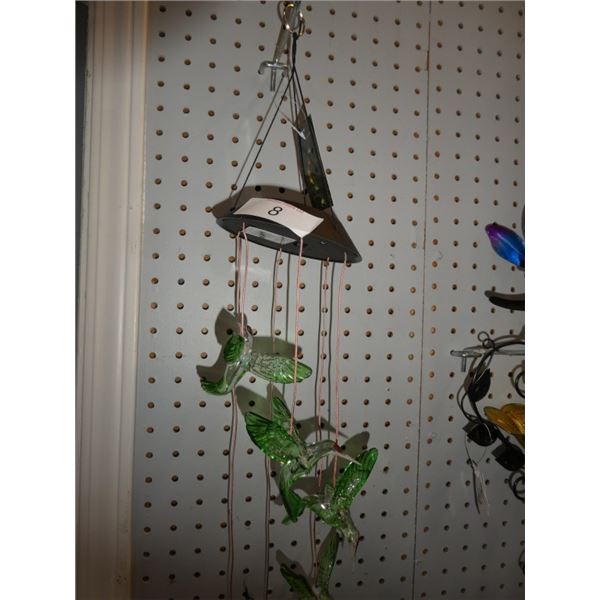 solar wind chime colour changing LED hummingbirds