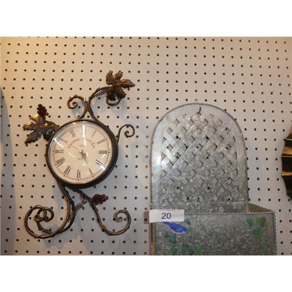 decorative analogue clock, decorative galvanized