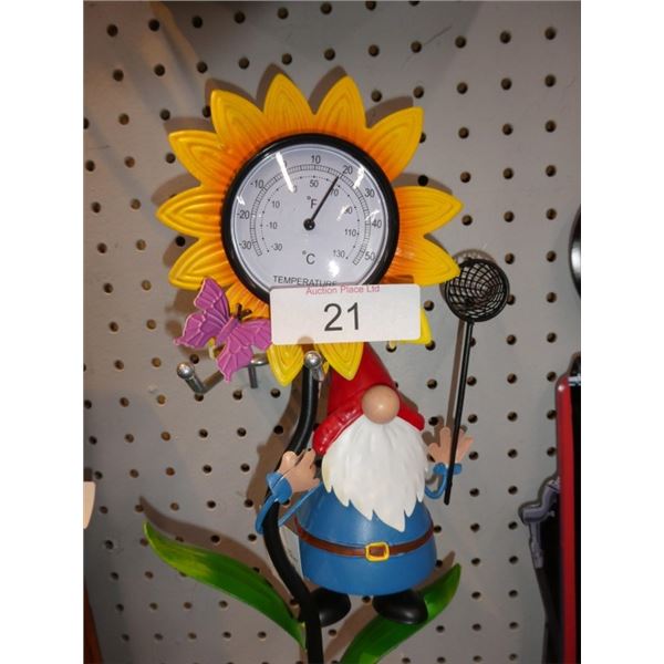 decorative garden gnome thermometer