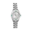 Image 2 : Rolex Ladies Quickset Stainless Steel 18K White Gold Diamond & Emerald Bezel Sil