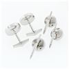 Image 3 : Estate Men's 14k White Gold Round Black Pearl Cuff Links & 3 Button Stud Set